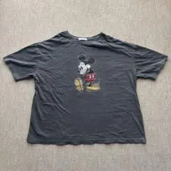 Disney ディズニー ミッキーマウス プリントTシャツ M グレー