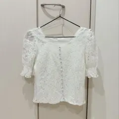 evelyn エブリン　ホワイト レース 半袖 トップス