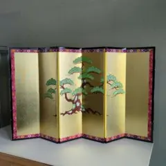 屏風（4曲1隻 4枚折り屏風 御簾屏風 衝立 ） 美品 豪華 金 屏風 衝立 パーテーション 慶事 一隻 四曲 四扇 旧家出