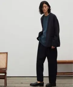 WYM ノーカラージャケット　パンツ　セットアップ　ネイビー　SサイズLIDNM