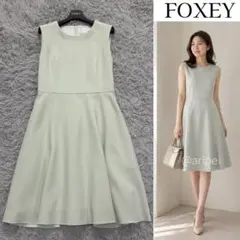 《美品》フォクシー 定価13万 リリーフレア Aラインワンピース アイスグリーンのサムネイル