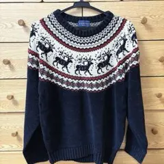 FORAVI レディース ニット セーター トナカイ 紺色