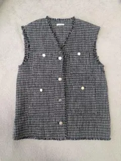 フリンジツイードベスト Lサイズ