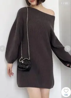 Snidel ラクーンミニニットワンピース　チャコールグレー