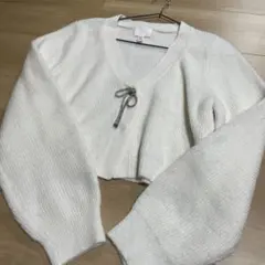 H&M ホワイト クロップドカーディガン US XS