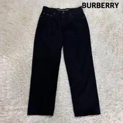 バーバリー ブラックデニム ストレッチ ノバチェック センタープレス入り
