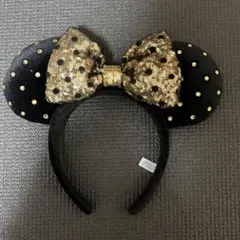 【24時間以内発送】ディズニー カチューシャ ミニー ブラック ゴールド ドット