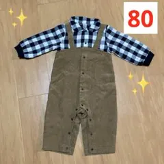 ✨★ベビー★✨コーデュロイ オーバーオール　カバーオール♪白黒チェック＊茶系✨