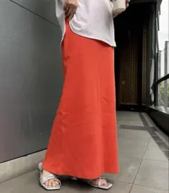 チャオパニックティピー すっきりシルエットリブスカート Sサイズ オレンジ