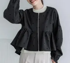 ブラックドットノーカラージャケット Mサイズ