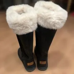 LIGG ファー付きムートンブーツ ブラック