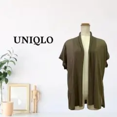 zk358【L】UNIQLO カーディガン ショートスリーブ リブ編み 薄手のサムネイル