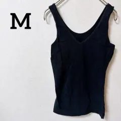 ブラック 黒 M タンクトップ 95%コットン シンプル インナー ワンカラー