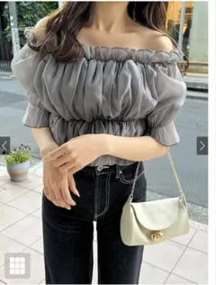 GRL シアーギャザーショート丈ブラウス[tu541]フリーサイズ