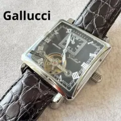 Gallucci 自動巻 クロノグラフ スケルトン裏スケ ブラウンレザー