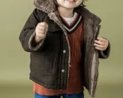 プティマイン　リバーシブル　アウター　上着　100センチ　チェック　ボア