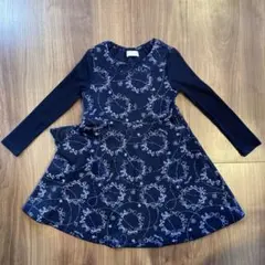 メゾピアノ　長袖ワンピース　リボン柄