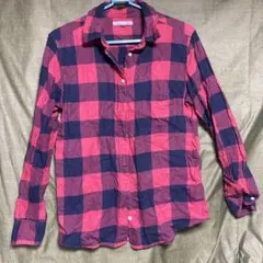UNIQLO ピンク・ネイビー チェック柄 長袖シャツ