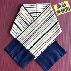 新品未使用✨リバーシブルストライプマフラー　生成り　青　紺　薄手　春夏　サラサラ