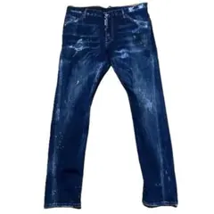 ★DSQUARED2 クラシックケニーツイスト ダメージペイントインディゴw52