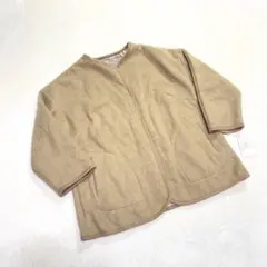 タグ付 未使用 ハルメク ノーカラーコート 裏ファー付 スナップボタンLL