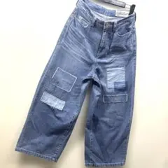 美品❣️キューブシュガー❣️麻入り❣️デニム❣️ワイド❣️パンツ❣️パッチワーク❣️