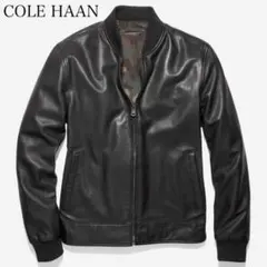 現行 定価12万 コールハーン リバーシブル レザージャケット 羊革 迷彩柄 黒