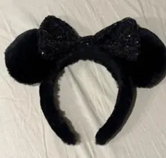 ディズニー カチューシャ ミニー 黒 ファー スパンコール