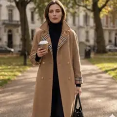美品✨バーバリー カシミヤ混 ダブルフェイス コート ノバチェック 金ボタン