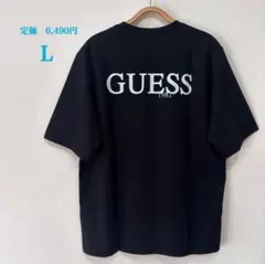 新品【GUESS】ゲス　バックブランドロゴ　ブラック　半袖Tシャツ　シンプル　Ｌ