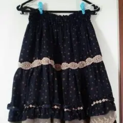 《アクシーズファム》 ロングスカート 花柄＆ドット(未使用品)