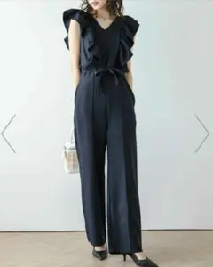 La-gemme ラジエム　フリル オールインワン ワイドパンツ　ネイビーのサムネイル