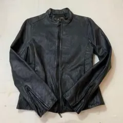 BLACK SINGLE LEATHER JACKET Y2K ダークウェア - メルカリ