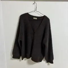 Samansa Mos 無地・花柄シャギーVネックカーディガン