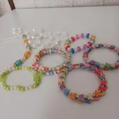 カラフルビーズと動物モチーフのブレスレットセット