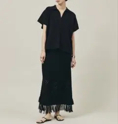 【SALE】カレンソロジー メッシュフリンジスカート ブラック フリーサイズのサムネイル
