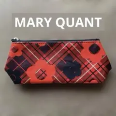 MARY QUANT チェック柄 ポーチ 花型チャーム付きのサムネイル