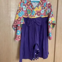 花柄リボン付き着物90センチお祝い記念日ひな祭りセレモニー