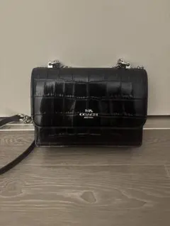 COACH クロコ型押しブラックレザークレア クロスボディバッグCC840 SVのサムネイル