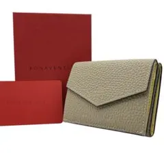 BONAVENTURA 三つ折り財布 コンパクト グレージュ シボ革 箱付き