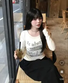 NUGU anyon レタリングシースルーTシャツ アイボリー