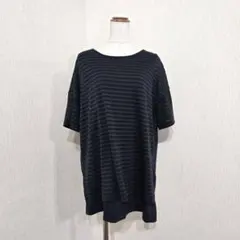 ゴールデンベア 半袖ドッキングカットソー ボーダー（L）ブラック×ネイビー系のサムネイル
