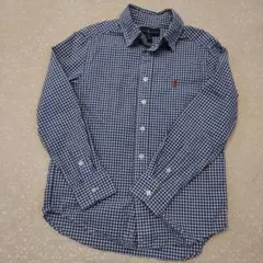 Ralph Lauren ネイビー チェック 長袖 S/P(8)　130-140