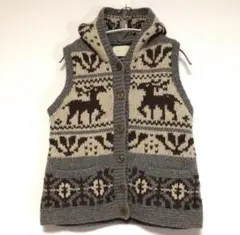 pual ce cin ピュアルセシン トナカイ 雪柄 カウチンニット ベスト