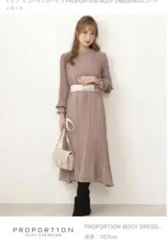 プリーツコンビシフォンワンピース