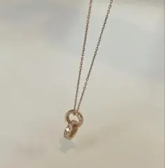 カナルヨンドシー ダブルループネックレス (ダイヤ、K10 ローズゴールド)のサムネイル