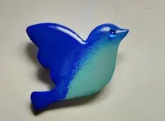 鳥型ブローチ 青と緑のグラデーション
