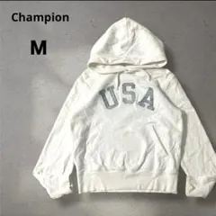 【Champion】パーカー プルオーバー スウェット生地　ホワイト　Ｍ