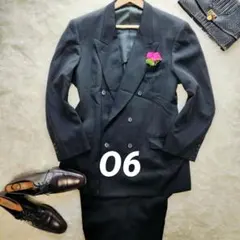 極美品 オールシーズン 礼服 喪服 ブラックフォーマル O6 スーツ 6ボタン