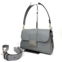 【美品】COACH グレース 2wayショルダーバッグ レザー グレー 馬車金具
